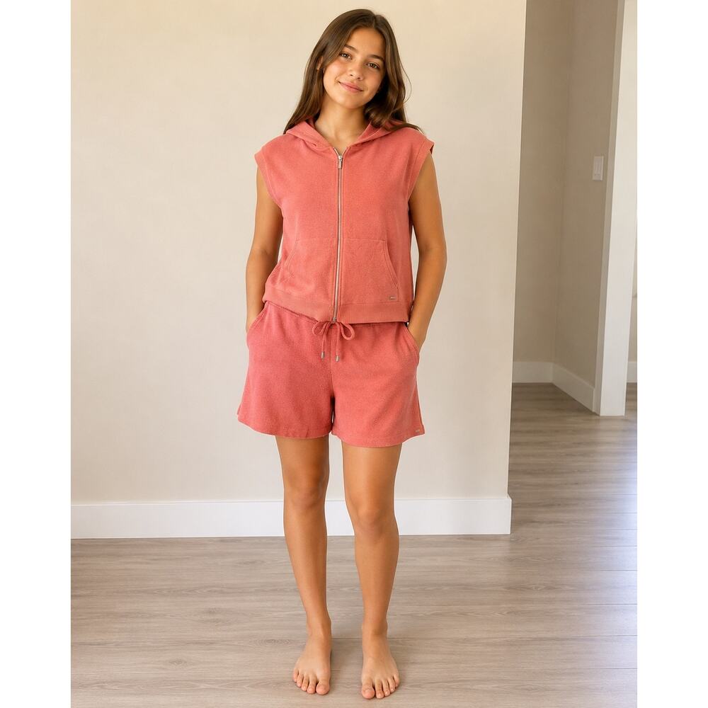 Mayoral Girls Salmon Hooded Sweater & Shorts Set Size 16